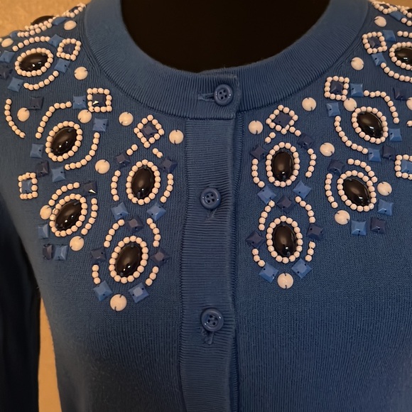 Royal Blue beaded Kate Spade cardigan - Picture 3 of 8